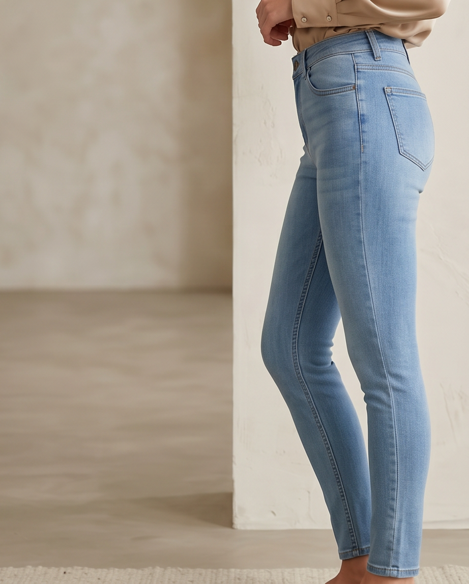 Sky-Blue High-Waisted Skinny Jeans