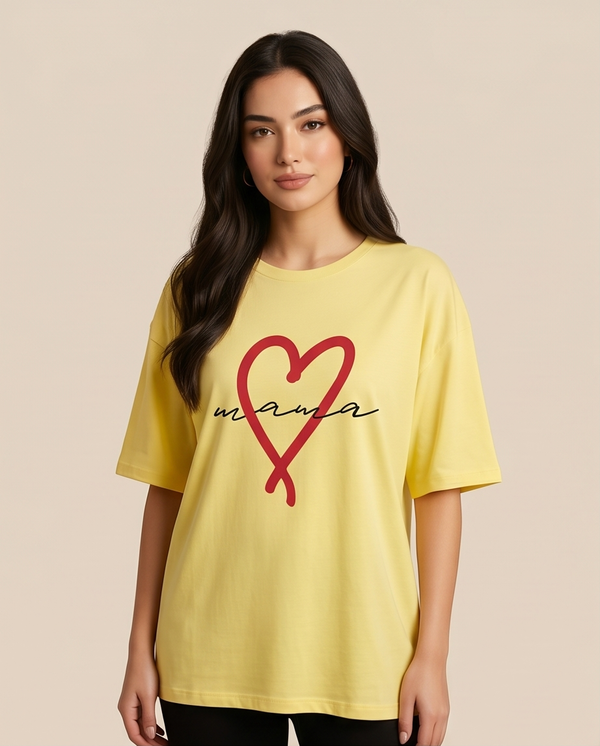 Women's Heart-Print Graphic Oversized Tee