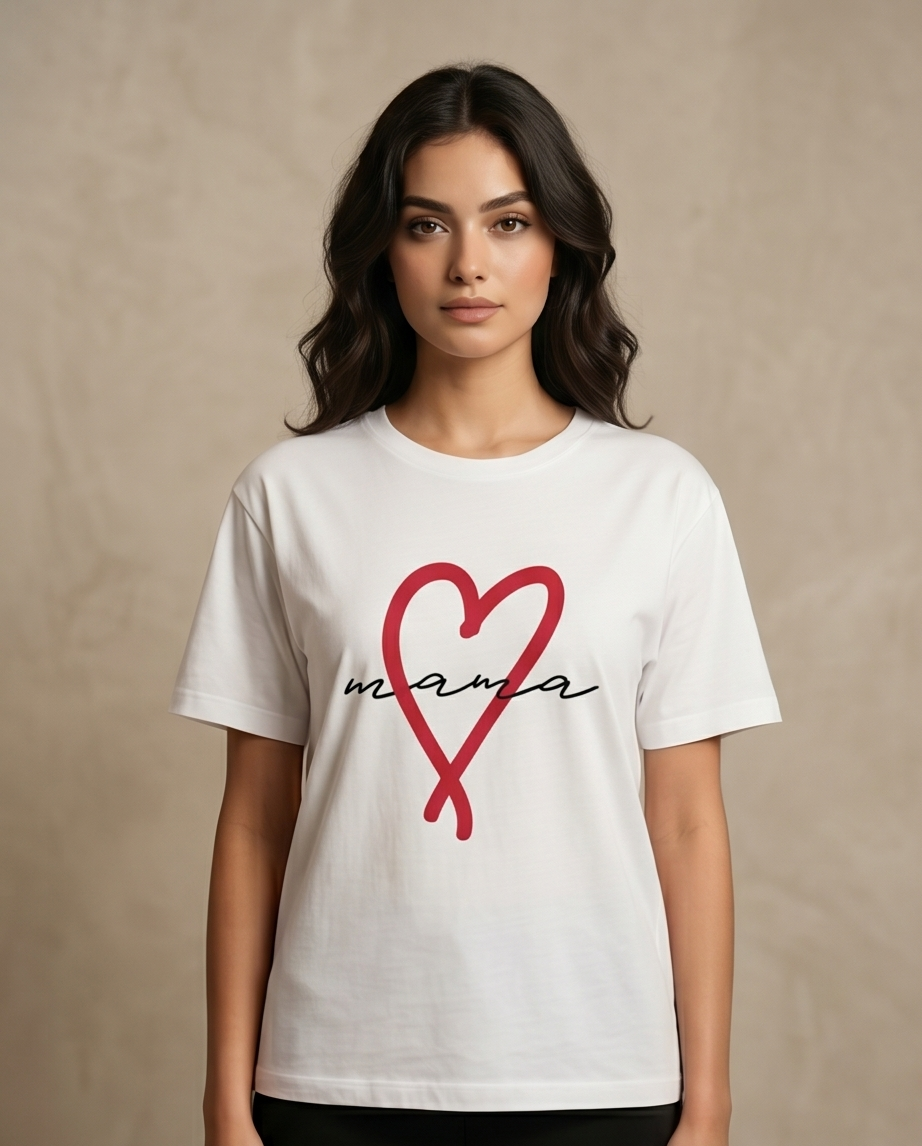 Women's Heart-Print Graphic Oversized Tee
