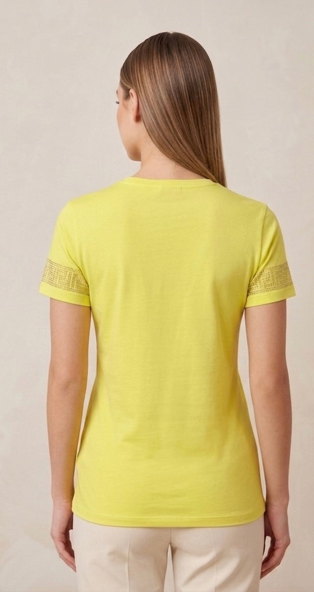 Womens Designer T-Shirt - Versace Studded Logo - Slim Fit