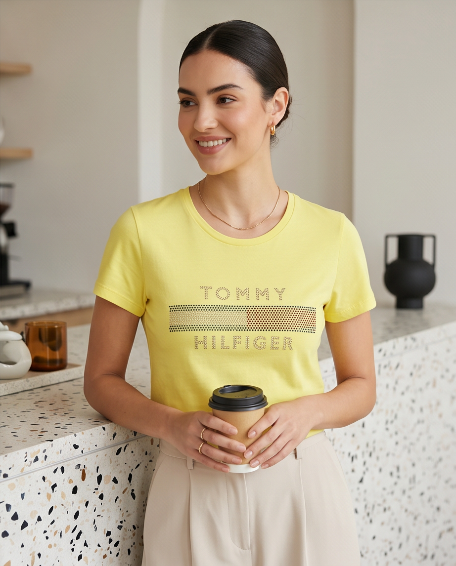 Women's Yellow Graphic Printed T-shirt