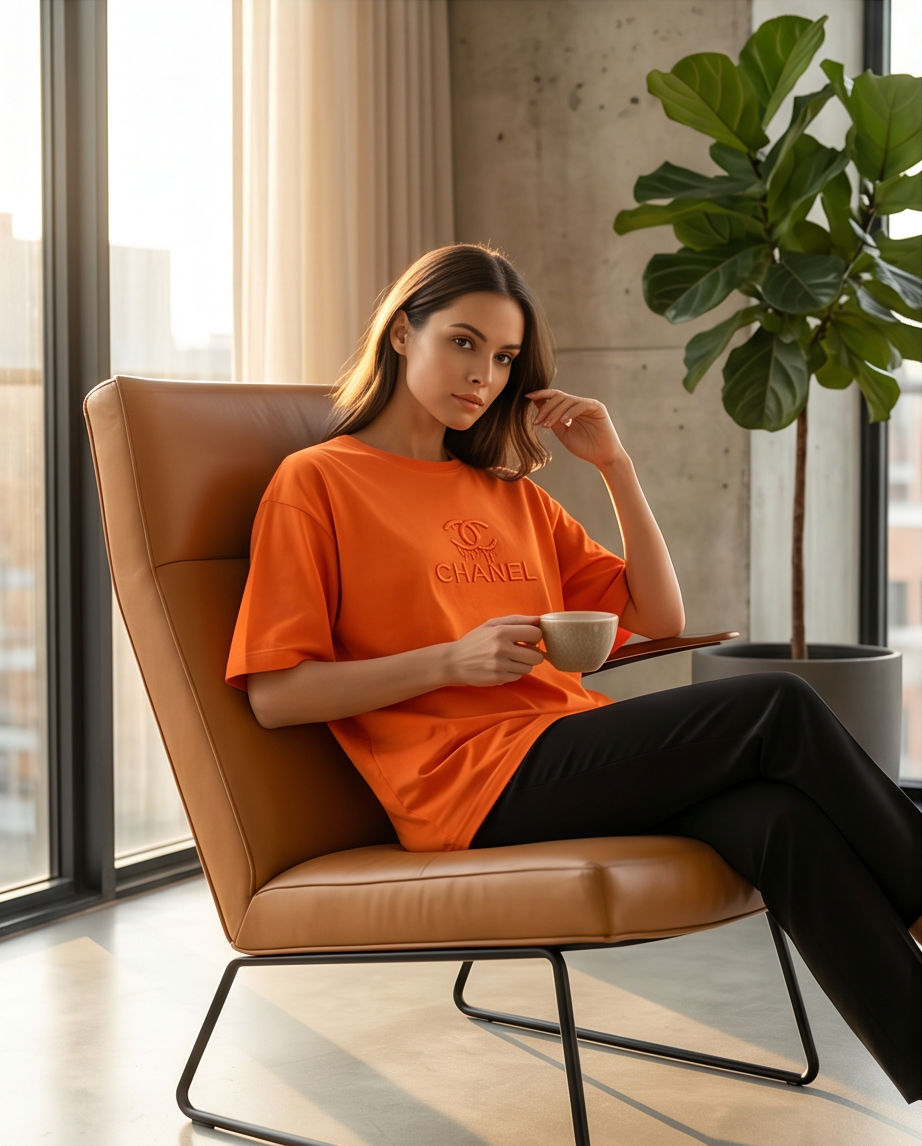 Women's Orange Oversized Comfortable T-shirt