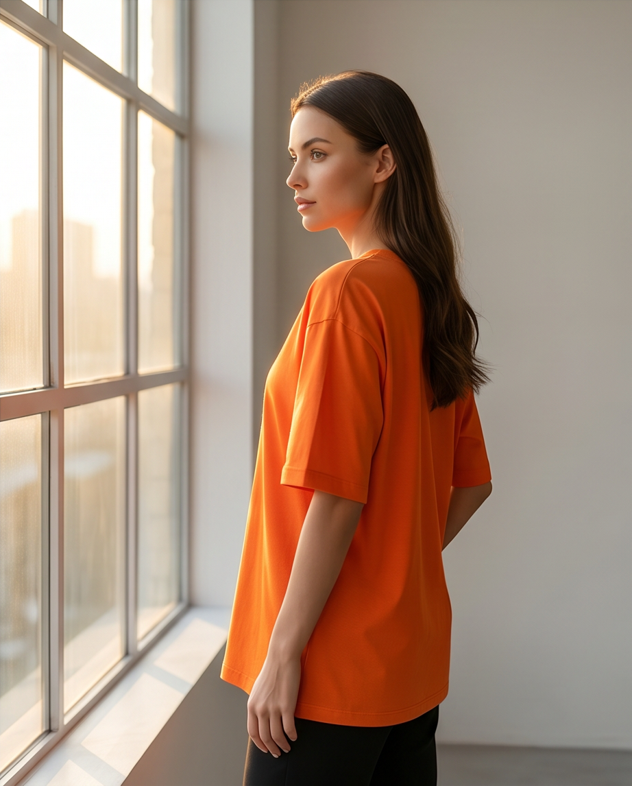 Women's Orange Oversized Comfortable T-shirt