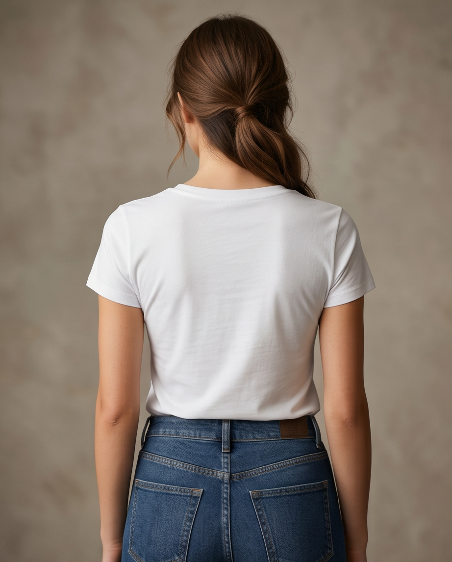 Women's White T-shirt with GUESS Triangle Logo - Slim Fit