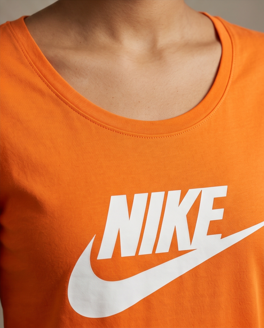 Women's White NIKE  T-shirt with Orange Logo
