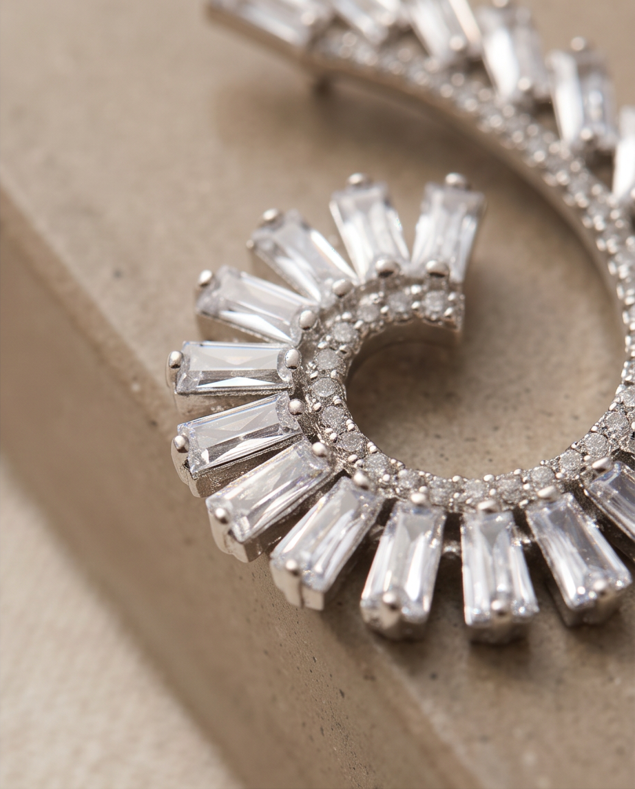 Elegant Zircon Swirl Earrings 100% Zircon