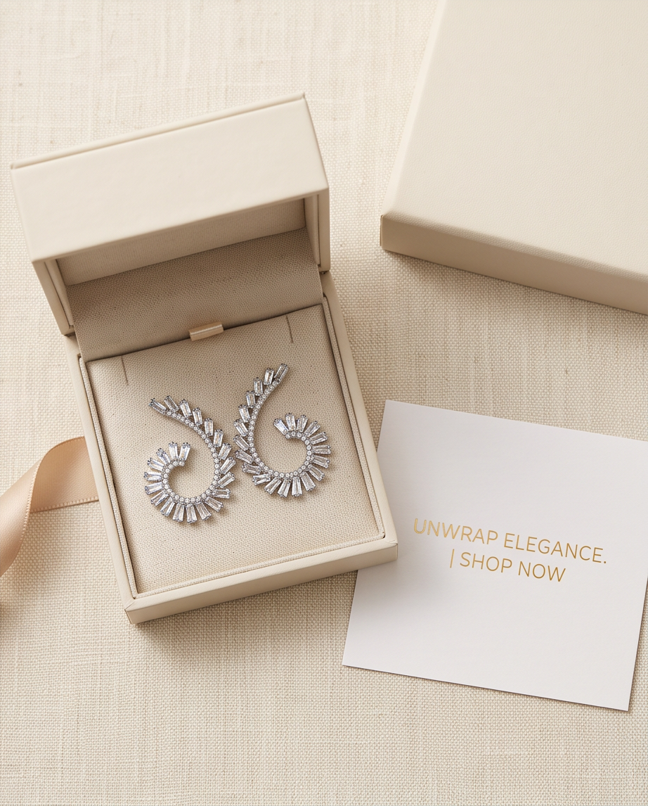 Elegant Zircon Swirl Earrings 100% Zircon