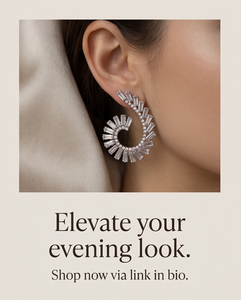 Elegant Zircon Swirl Earrings 100% Zircon
