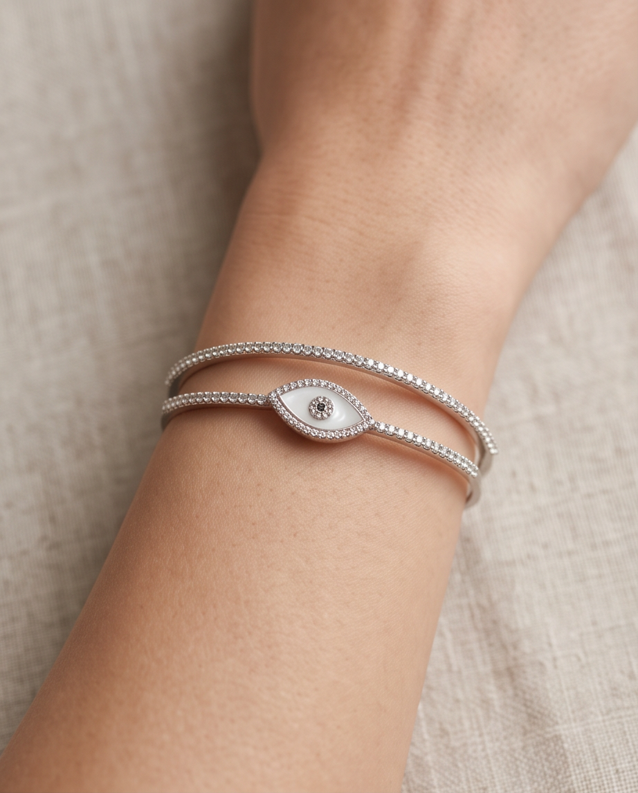 Evil Eye Crystal Bangle %100 zircon