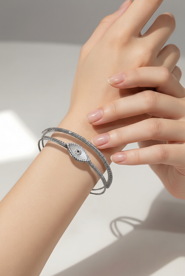 Evil Eye Crystal Bangle %100 zircon