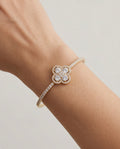 Golden Clover Crystal Bangle %100 zircon