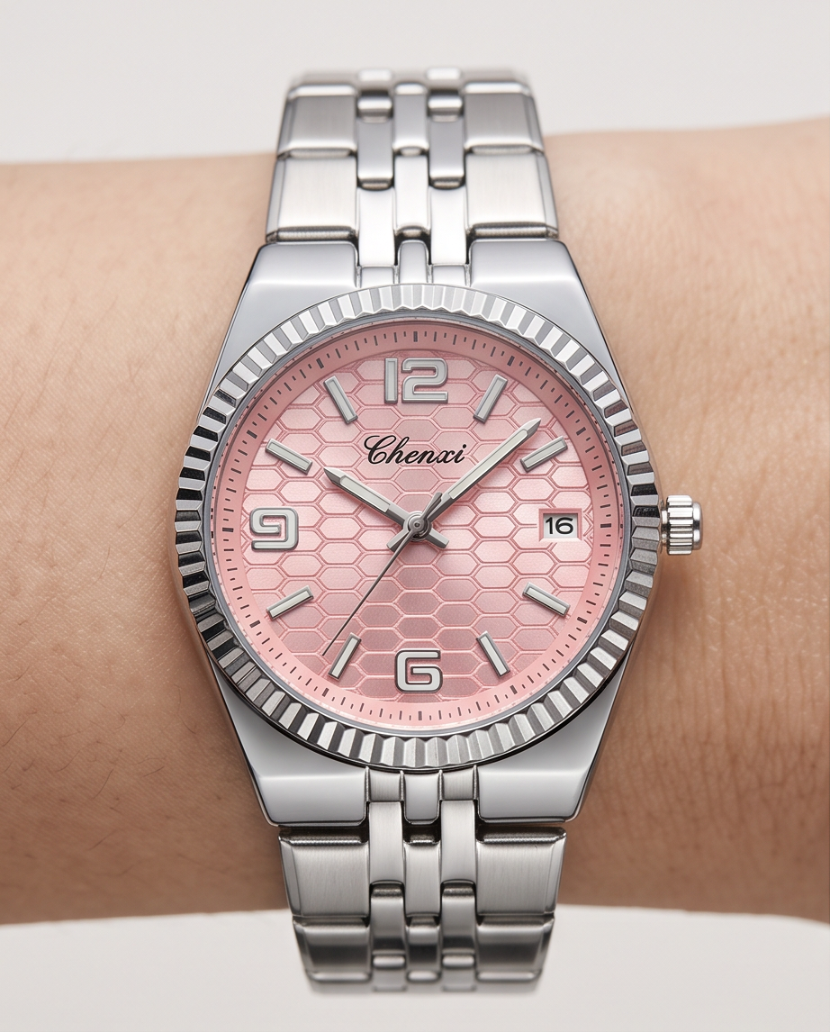 Chenxi Women's Luxury Pink Dial Stainless Steel Watch