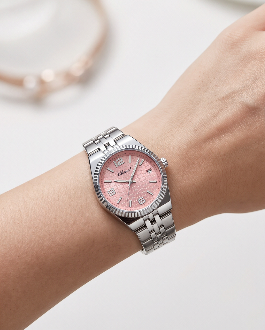 Chenxi Women's Luxury Pink Dial Stainless Steel Watch