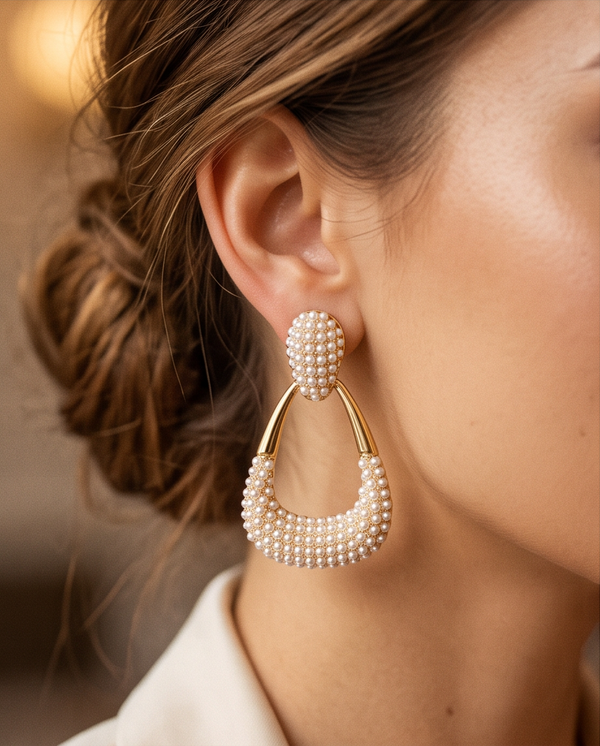 Elegant Pearl Drop Statement Earrings