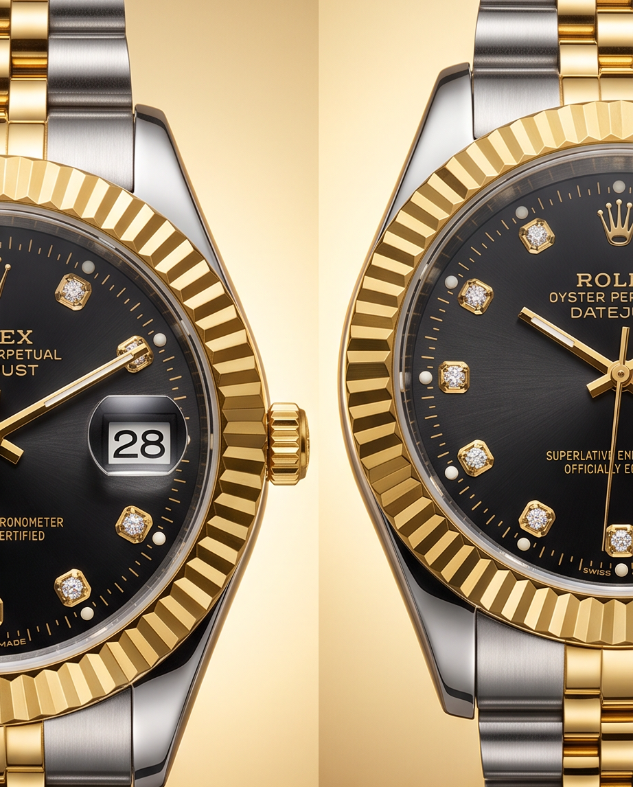 طقم ساعات Rolex رجالي ونسائي مزدوج بتصميم راقي وفاخر