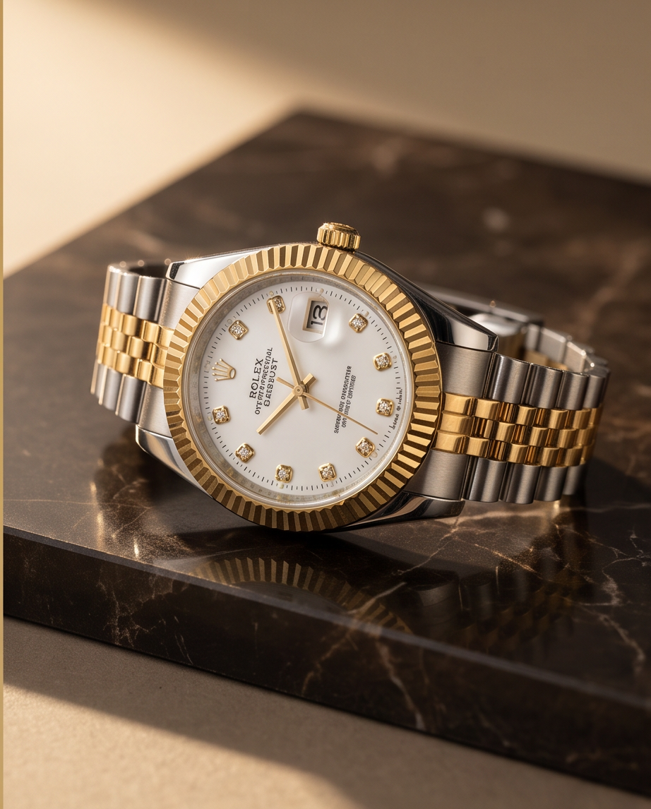 طقم ساعات قطعتین Rolex رجالي ونسائي مزدوج بتصميم راقي وفاخر