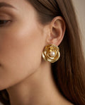 Gold-Plated Rose and Pearl Stud Earrings