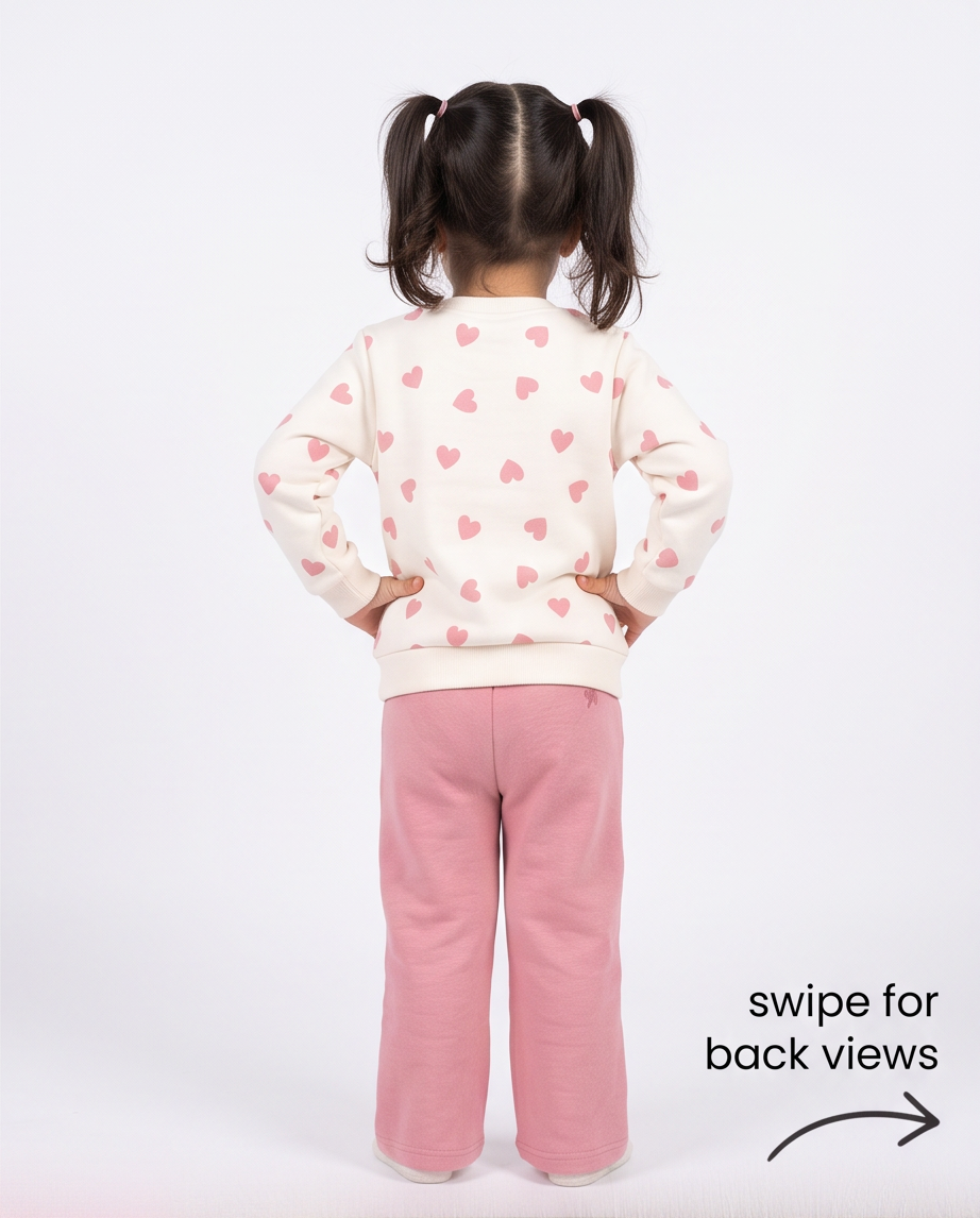 Girls' Heart Print Sweatshirt & Pants Set